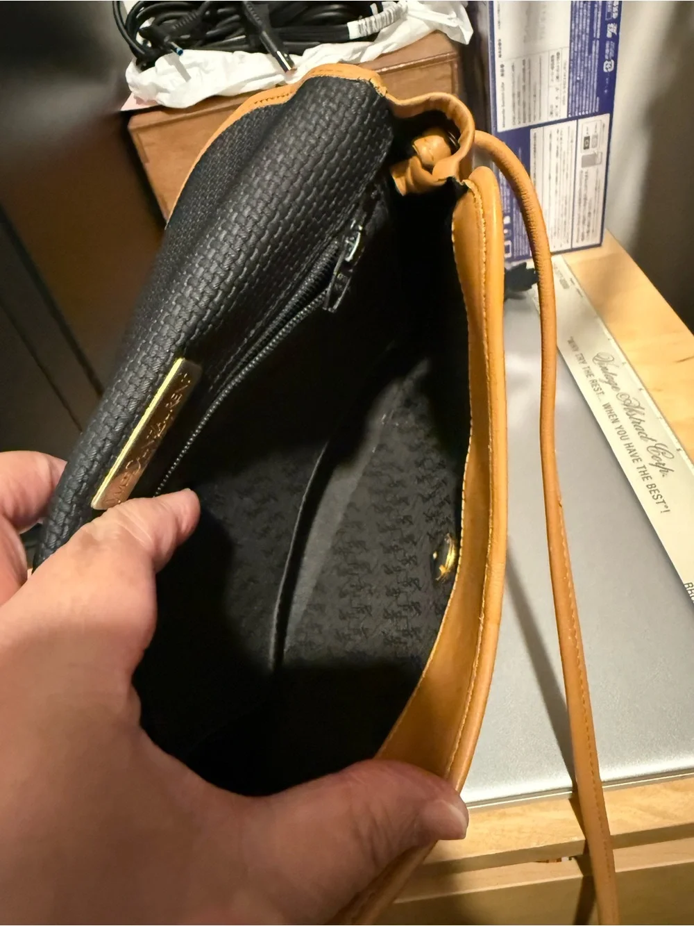 Yves Saint Laurent Black and Tan Crossbody Bag